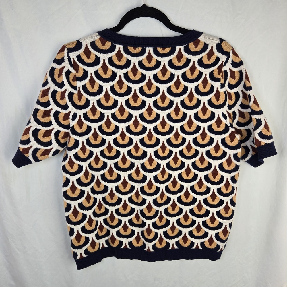Christian Siriano NY Geometric Knit Sweater Cropped Womens Large Mod Retro - Picture 3 of 5